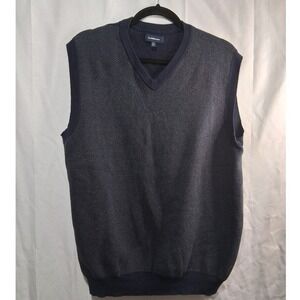 Croft & Barrow Men XL V Neck Herringbone‎ Sweater Vest Blue Classic Fit